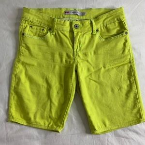 Interesting Color! Bright Lime Green Bermuda Shorts! Cool & Soft Material!
